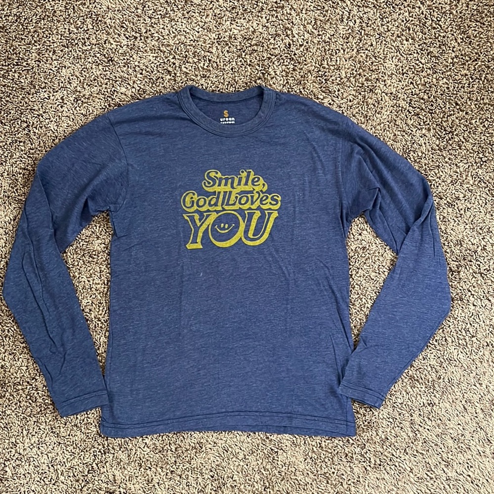 Urban Renewal Men’s Long Sleeve Tee - SmAll “Smile God Loves You”